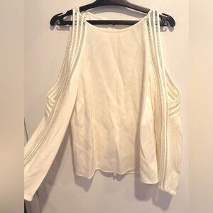 Ramy Brook cold shoulder blouse top cut out off white silky party going out USXS